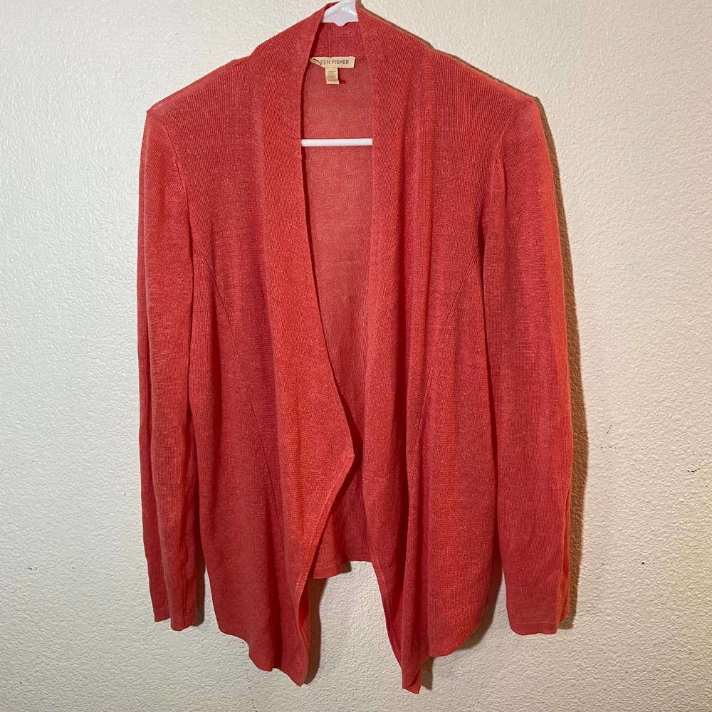 Eileen Fisher Organic Linen Open Cardigan Size XS